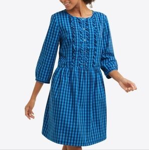 Draper James Raelynn Ruffle placket shift dress blue plaid sz 3X new cotton